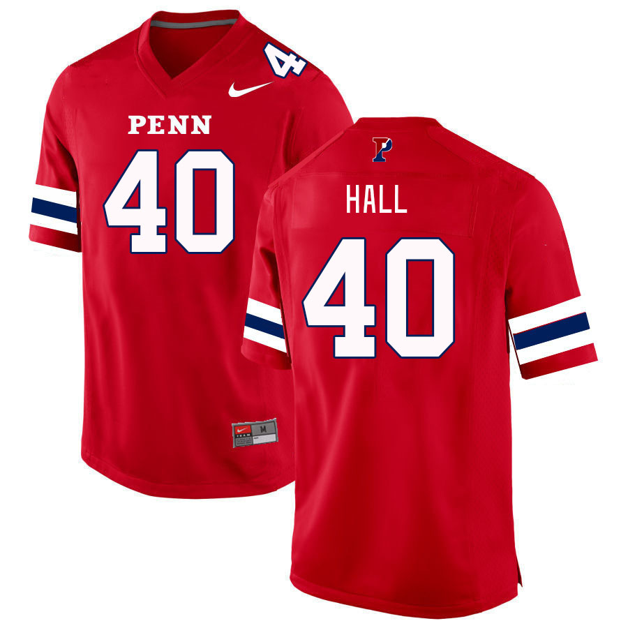 Men-Youth #40 Bryce Hall Penn Quakers 2023 College Football Jerseys Stitched Sale-Red